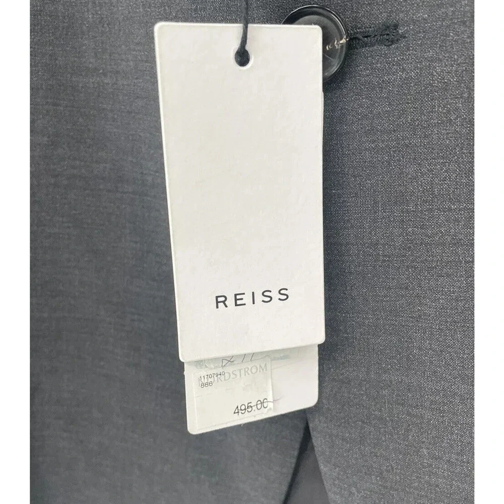 Reiss Men's Hope Blazer 2 Button Notch Travel Jacket Size 46 Regular Charcoal